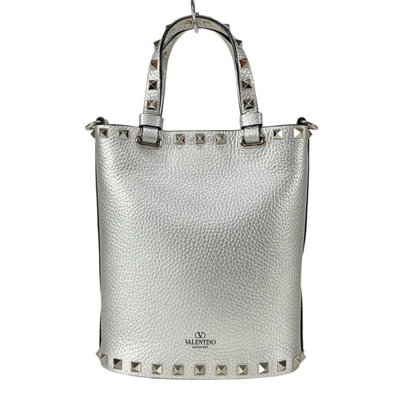VALENTINOGARAVANI Rockstud Silver Leather - Tote Bag 752-051625 - Picture 2 of 14